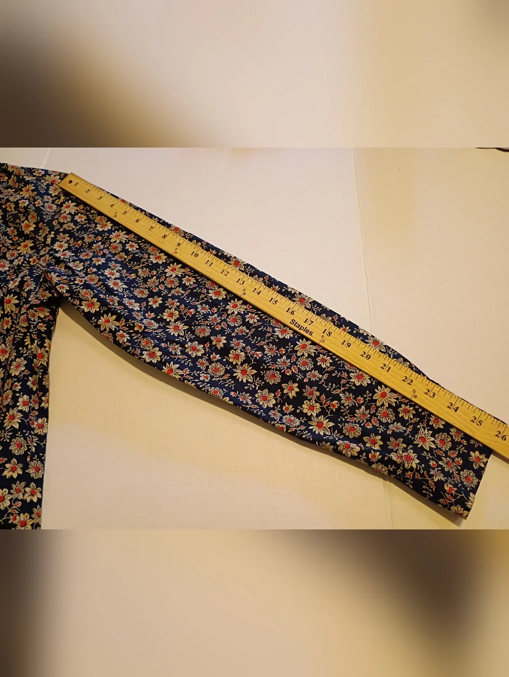 J. Crew‎ Men's Navy Floral Button-Up with Orange & Cream Blooms Sz L